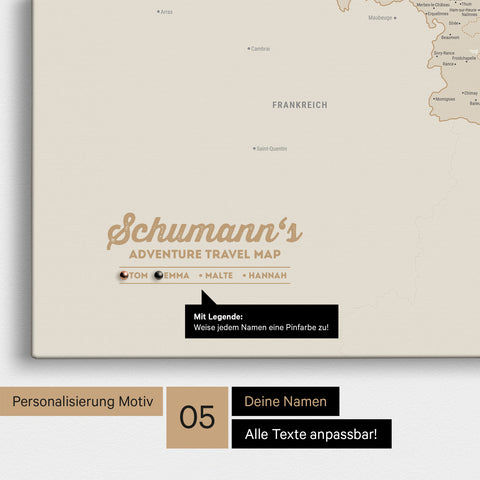 Mappa del Benelux per puntine TRAVEL® – Oro