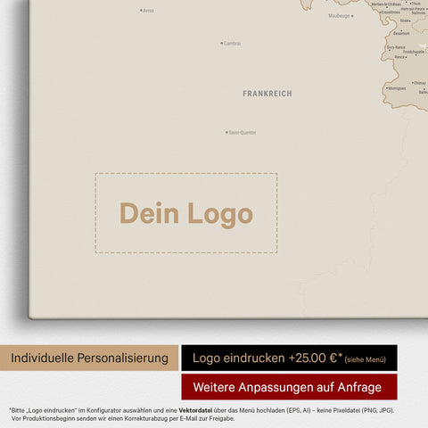 Mappa del Benelux per puntine TRAVEL® – Oro