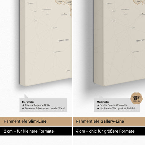 Mappa del Benelux per puntine TRAVEL® – Oro