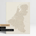Neutrale Standard Ausführung der detaillierten Benelux-Karte als Pinnwand Leinwand in Gold ohne Personalisierung