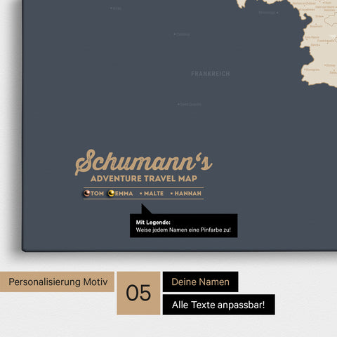 Mappa del Benelux per puntine TRAVEL® – Hale Navy