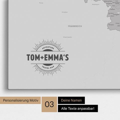 Mappa del Benelux per puntine TRAVEL® – Grigio freddo