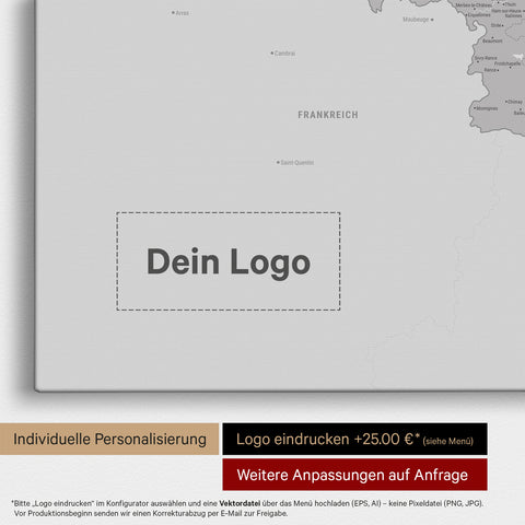 Mappa del Benelux per puntine TRAVEL® – Grigio freddo