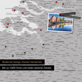 Benelux-Landkarte in Coolgray als Leinwand zum Pinnen zeigt einen Ausschnitt von Seeland, Ostflandern und Antwerpen mit vielen Details wie Nationalparks, Flüssen und zahlreichen kleinen Orten und Städten, die teilweise mit Pins markiert sind