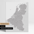 Neutrale Standard Ausführung der detaillierten Benelux-Karte als Pinnwand Leinwand in Coolgray ohne Personalisierung