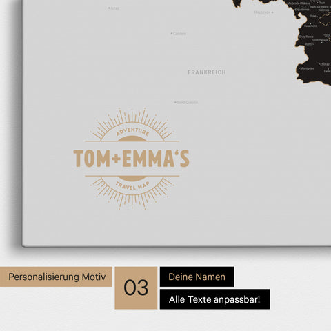Mappa del Benelux per puntine TRAVEL® – Nero chiaro