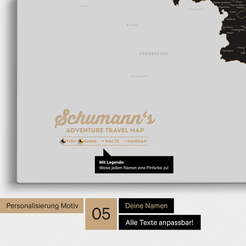 Mappa del Benelux per puntine TRAVEL® – Nero chiaro