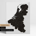Neutrale Standard Ausführung der detaillierten Benelux-Karte als Pinnwand Leinwand in Light Black ohne Personalisierung