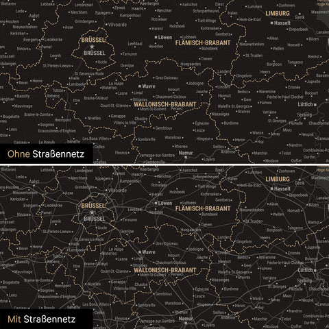 Mappa del Benelux per puntine TRAVEL® – Nero chiaro