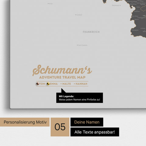 Mappa del Benelux per puntine TRAVEL® – Grigio chiaro