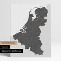Neutrale Standard Ausführung der detaillierten Benelux-Karte als Pinnwand Leinwand in Light Gray ohne Personalisierung