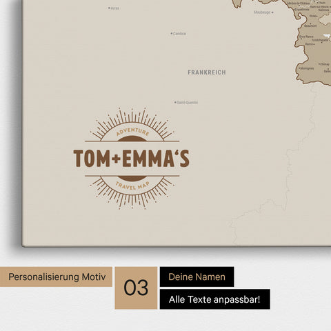 Mappa del Benelux per puntine TRAVEL® – Beige multicolore