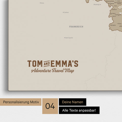 Mappa del Benelux per puntine TRAVEL® – Beige multicolore