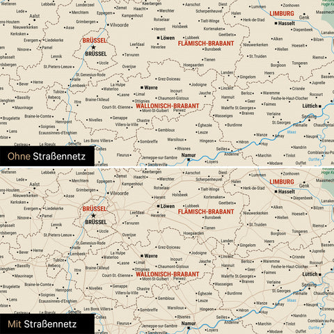 Mappa del Benelux per puntine TRAVEL® – Classico multicolore