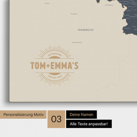 Mappa del Benelux per puntine TRAVEL® – Navy Light
