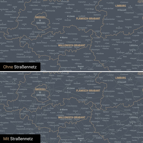 Mappa del Benelux per puntine TRAVEL® – Navy Light