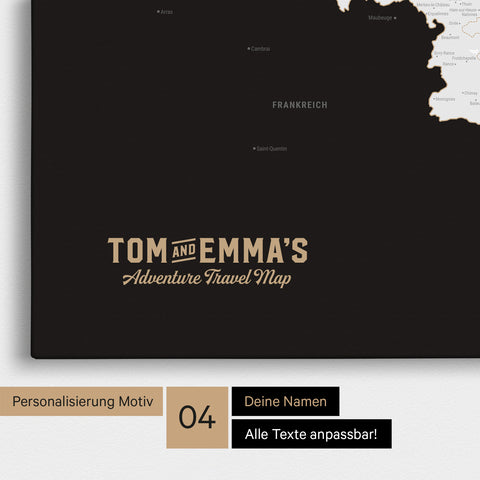 Mappa del Benelux per puntine TRAVEL® – Nero scuro (bianco e nero)