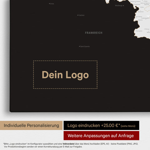 Mappa del Benelux per puntine TRAVEL® – Nero scuro (bianco e nero)