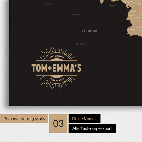 Mappa del Benelux per puntine TRAVEL® – Sonar Black