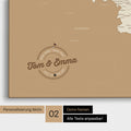 Benelux-Karte Pinn-Leinwand in Treasure Gold mit Personalisierung als rundes Logo, das eine Legende für bereits besuchte Reiseziele im Rundtext beinhaltet