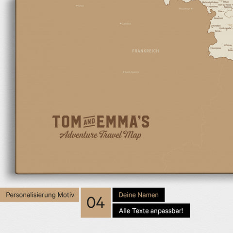 Mappa del Benelux per puntine TRAVEL® – Oro tesoro