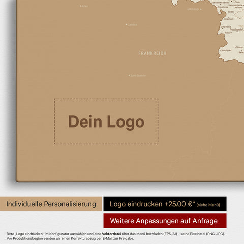 Mappa del Benelux per puntine TRAVEL® – Oro tesoro
