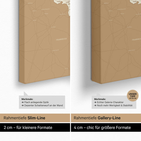 Mappa del Benelux per puntine TRAVEL® – Oro tesoro