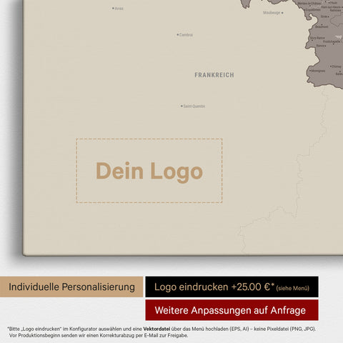 Mappa del Benelux per puntine TRAVEL® – Grigio caldo