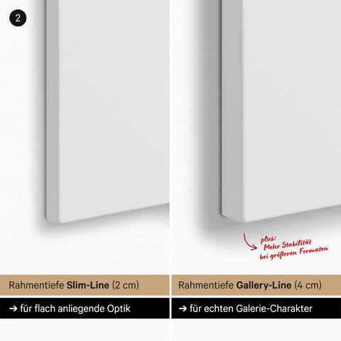 Rahmentiefen von 2 cm und 4 cm für Breuer's Pinn-Leinwand