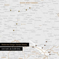 Ausschnitte einer DACH-Karte als Pinn-Leinwand in Dark Gray mit 3.400 Orten