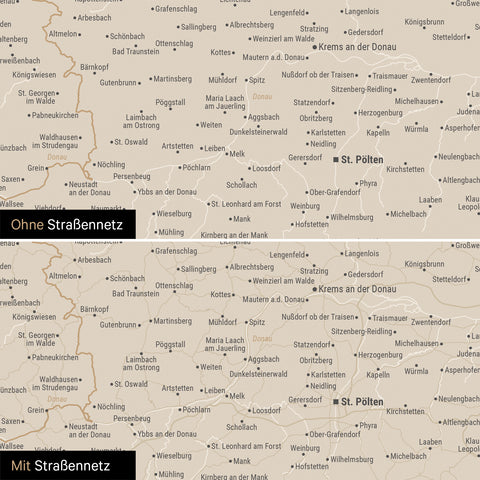 Mappa di Germania, Austria e Svizzera per puntine TRAVEL® – Oro