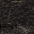 Ausschnitte einer DACH-Karte als Pinn-Leinwand in Light Black mit 3.400 Orten
