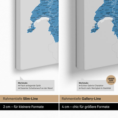 Mappa di Germania, Austria e Svizzera per puntine TRAVEL® – Ocean Blue