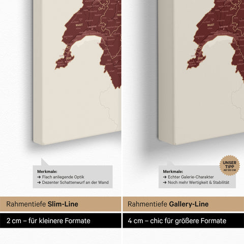 Mappa di Germania, Austria e Svizzera per puntine TRAVEL® – Bordeaux Rosso