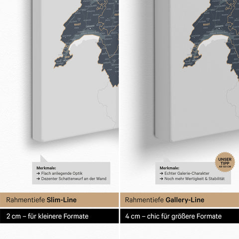 Mappa di Germania, Austria e Svizzera per puntine TRAVEL® – Denim Blue