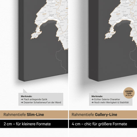 Mappa di Germania, Austria e Svizzera per puntine TRAVEL® – Dark Gray (Grigio scuro)