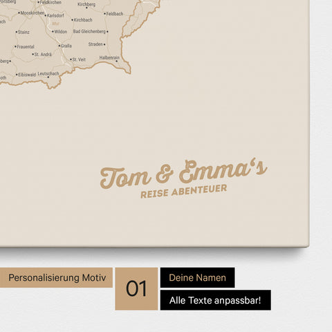 Mappa di Germania, Austria e Svizzera per puntine TRAVEL® – Oro