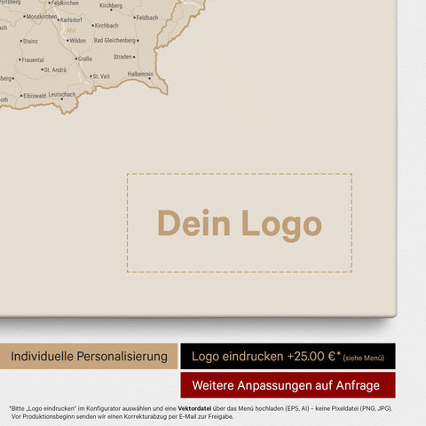 Mappa di Germania, Austria e Svizzera per puntine TRAVEL® – Oro