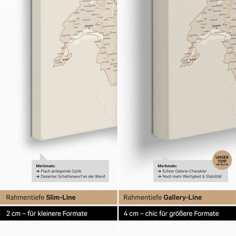 Mappa di Germania, Austria e Svizzera per puntine TRAVEL® – Oro