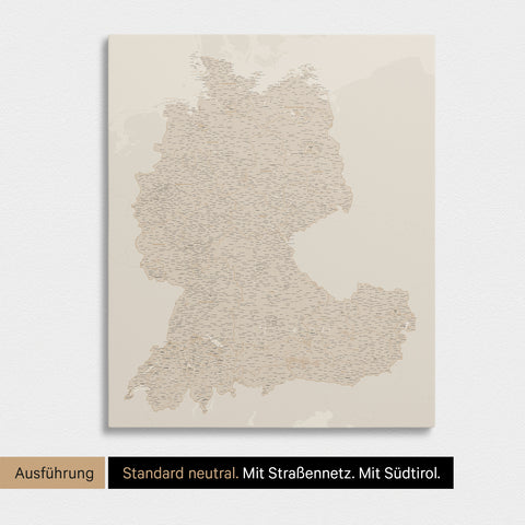 Mappa di Germania, Austria e Svizzera per puntine TRAVEL® – Oro