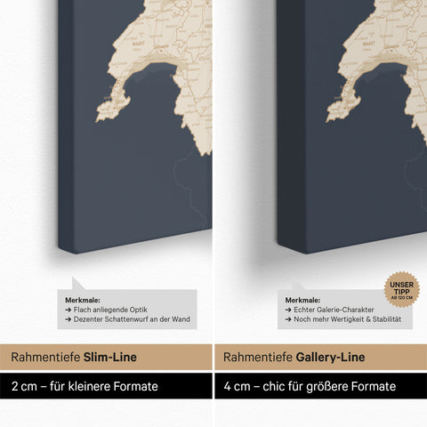 Mappa di Germania, Austria e Svizzera per puntine TRAVEL® – Hale Navy (Blu scuro-Oro)