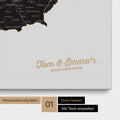 DACH-Karte als Pinnwand Leinwand in Light Black mit Personalisierung und Eindruck mit deinem Namen