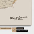 DACH-Karte als Pinnwand Leinwand in Multicolor Beige mit Personalisierung und Eindruck mit deinem Namen