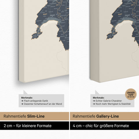 Mappa di Germania, Austria e Svizzera per puntine TRAVEL® – Navy Light