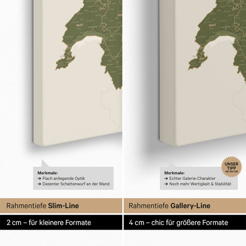 Mappa di Germania, Austria e Svizzera per puntine TRAVEL® – Olive Green