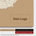 DACH-Karte als Pinn-Leinwand in Treasure Gold mit Eindruck eines Firmenlogos
