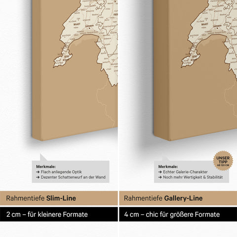 Mappa di Germania, Austria e Svizzera per puntine TRAVEL® – Treasure Gold