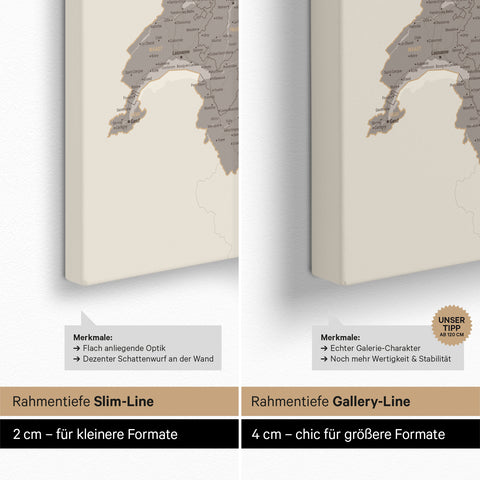 Mappa di Germania, Austria e Svizzera per puntine TRAVEL® – Warmgray (Marrone-Grigio)