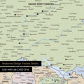 Ausschnitte einer politischen DACH-Karte als Pinn-Leinwand in Multicolor Atlas mit 3.400 Orten