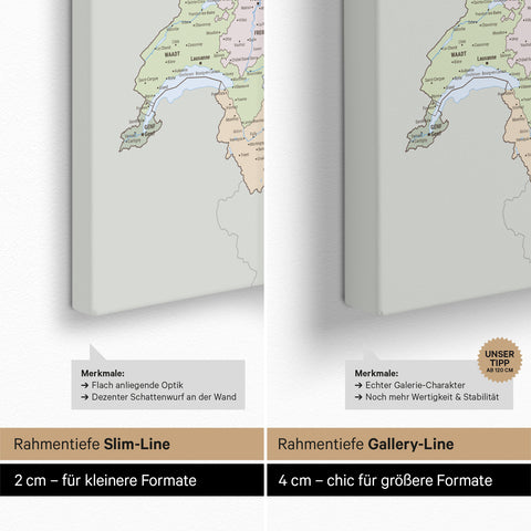 Mappa politica di Germania, Austria e Svizzera per puntine TRAVEL® – Multicolor Atlas